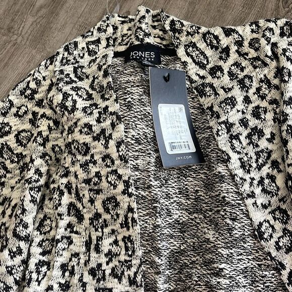Jones New York Women's Cardigans CHEETAH - Cheetah & Black Trim Open Cardigan - Picture 2 of 3